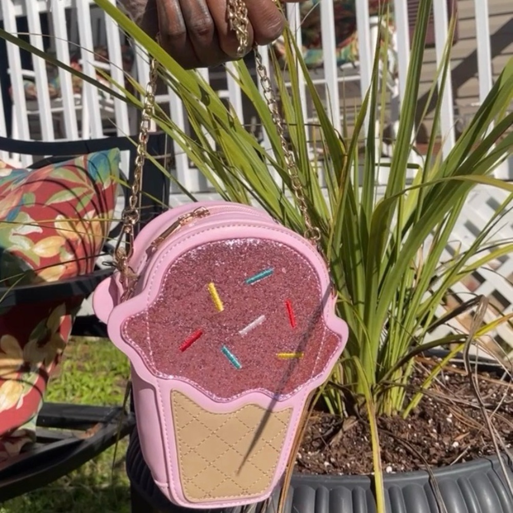 Pink Ice Cream Cone Crossbody Bag - Unbranded